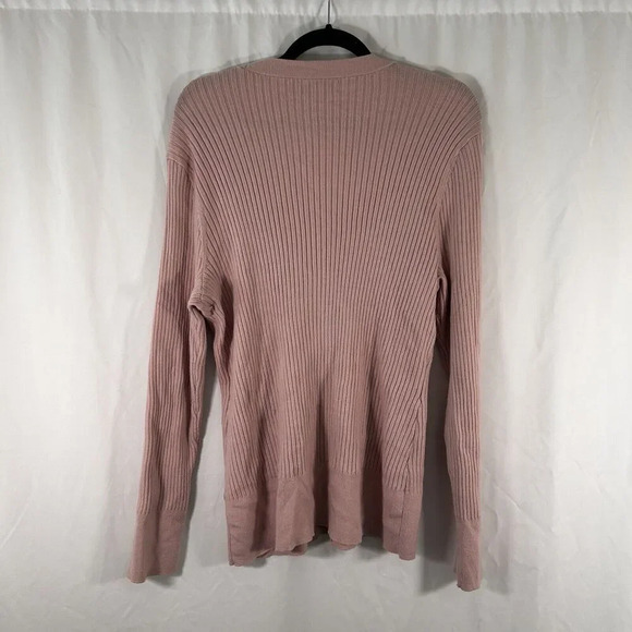 Liz Claiborne Cardigan Women's 2X Pink Ribbed Button Front Vneck Long Sleeve - Picture 6 of 8